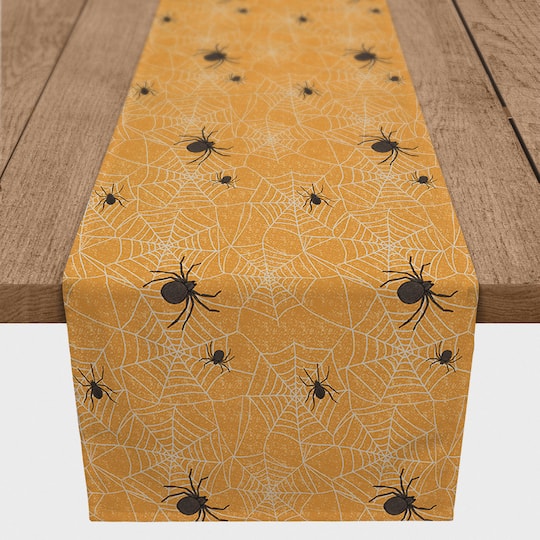 Orange Spider Web Pattern Table Runner